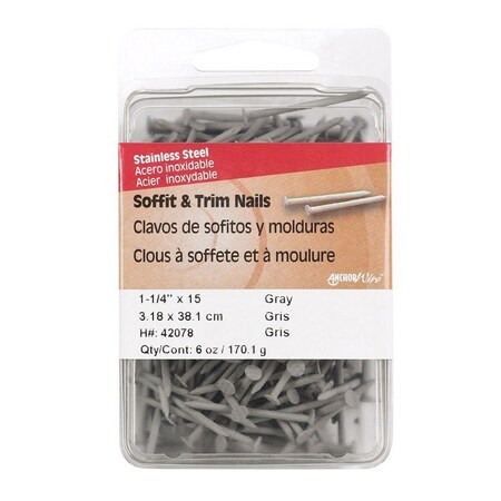 Common Nail, 1-1/4 In L, Stainless Steel, 5 PK